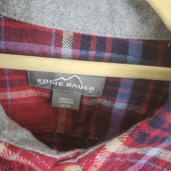 Eddie Bauer Plaid Button-down Flannel Shirt Men's Size M - Picture 10 of 11